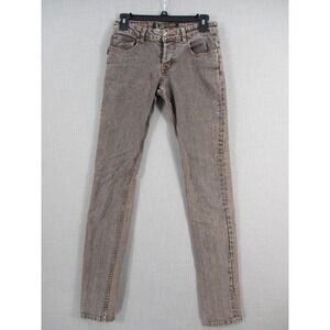Social Collision Rude Fit Brown Acid Wash Skinny Jeans Womens 28x32 Low Rise